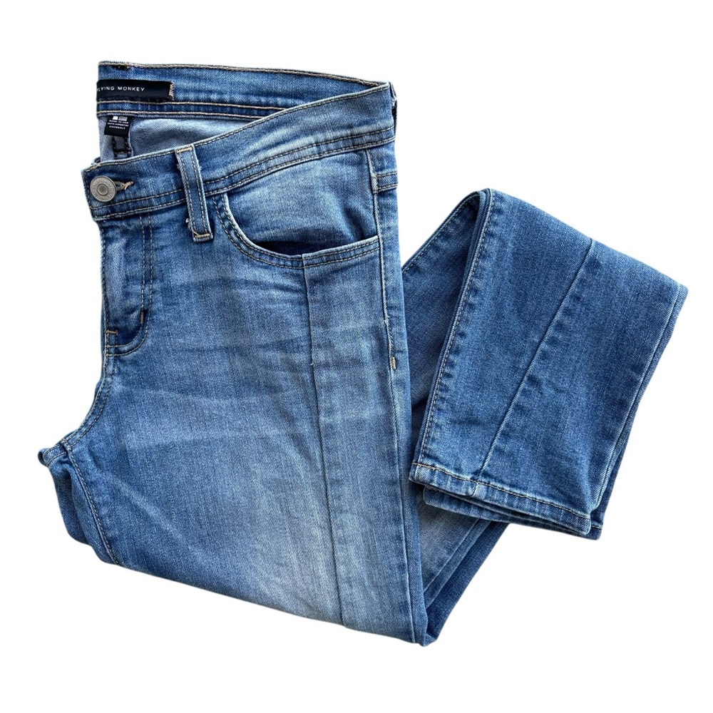 Flying Monkey Women’s 27 Light Wash Denim Front Seam Low Rise Ankle Skinny Jeans